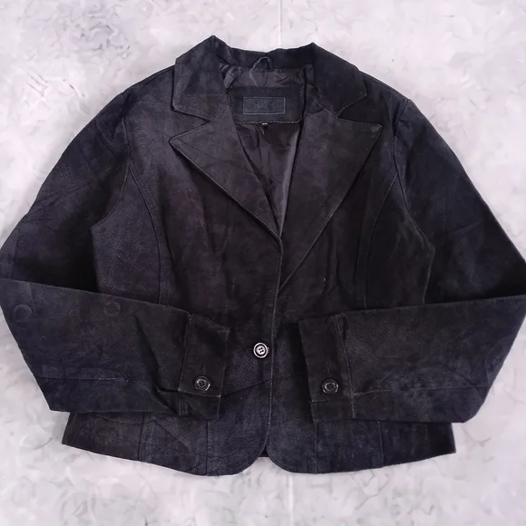 SUZY SHIER Women's Black Suede Blazer Jacket - Picture 10 of 11